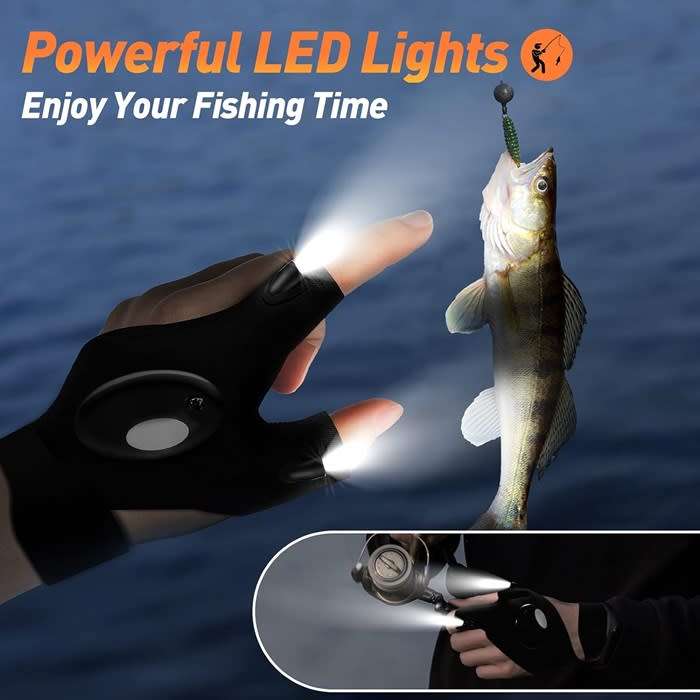 1 Pair Premium Multipurpose LED Night Light Gloves for Fishing , Camping & Night Work