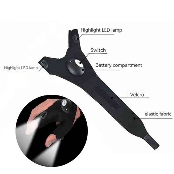 1 Pair Premium Multipurpose LED Night Light Gloves for Fishing , Camping & Night Work