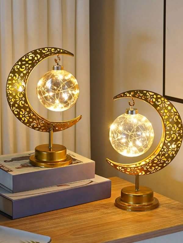 Stunning Fairy Light Moon Shaped Desk or Bedside Lamp