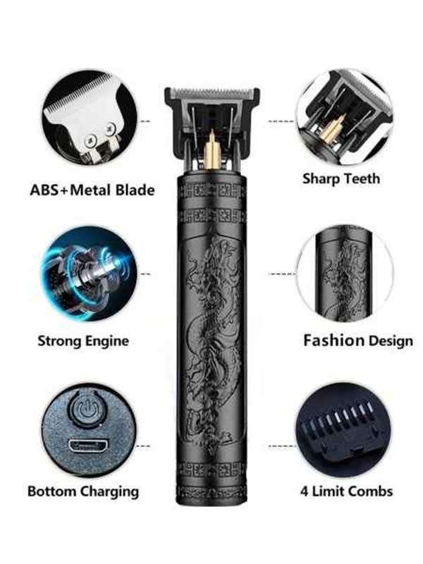 Vintage Old School Black Dragon Rechargable T9 Super Head & Body Hair Clipper & Shaver