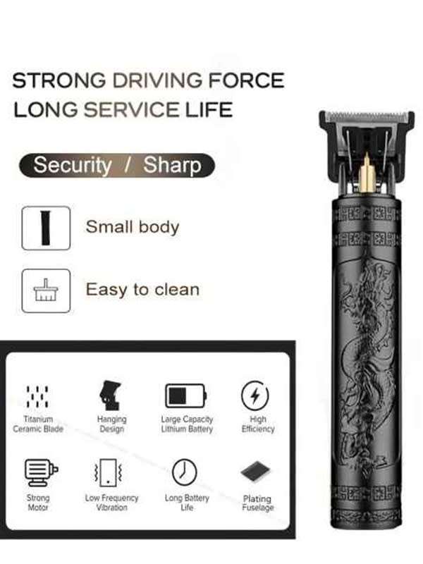 Vintage Old School Black Dragon Rechargable T9 Super Head & Body Hair Clipper & Shaver