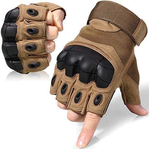 FINGERLESS HARD RUBBER KNUCKLE TACTICAL OUTDOOR GLOVES