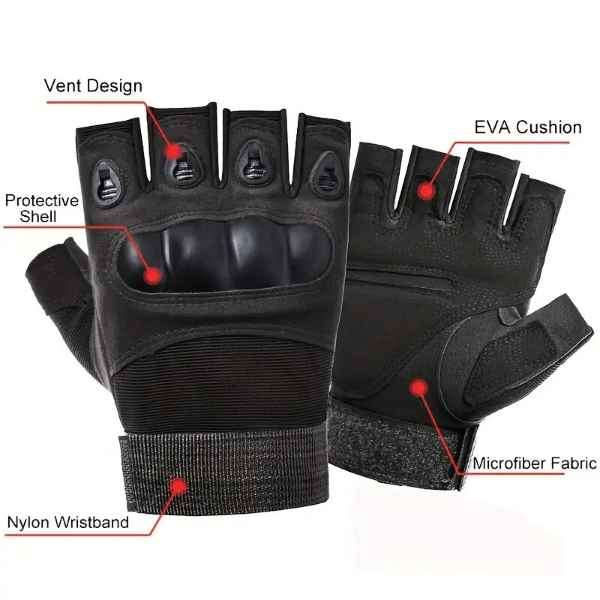 FINGERLESS HARD RUBBER KNUCKLE TACTICAL OUTDOOR GLOVES
