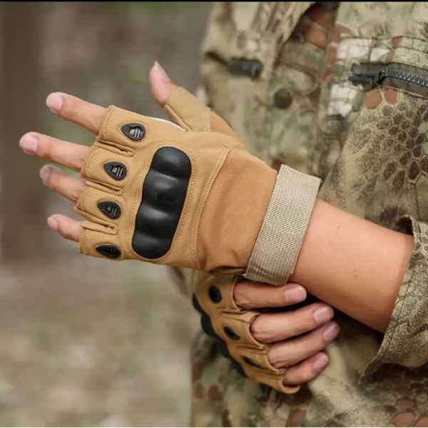 FINGERLESS HARD RUBBER KNUCKLE TACTICAL OUTDOOR GLOVES