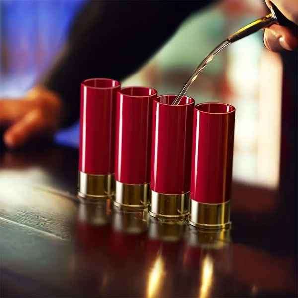 Stunning 12 Gauge Shotgun Shells Shot Glasses  ( Set of 4 )