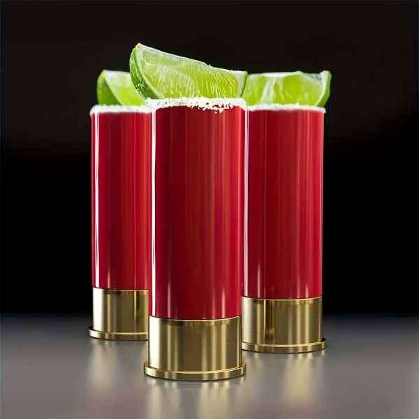 Stunning 12 Gauge Shotgun Shells Shot Glasses  ( Set of 4 )