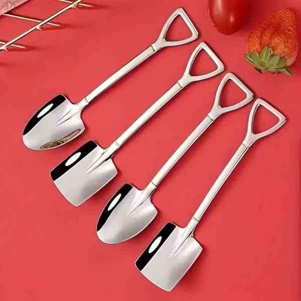 4Pcs Stainless Steel Super Cute & Unique Retro Shovel Spoons