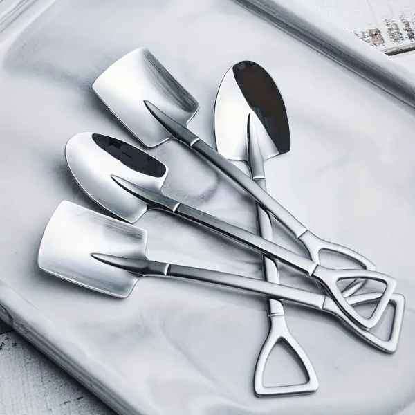 4Pcs Stainless Steel Super Cute & Unique Retro Shovel Spoons