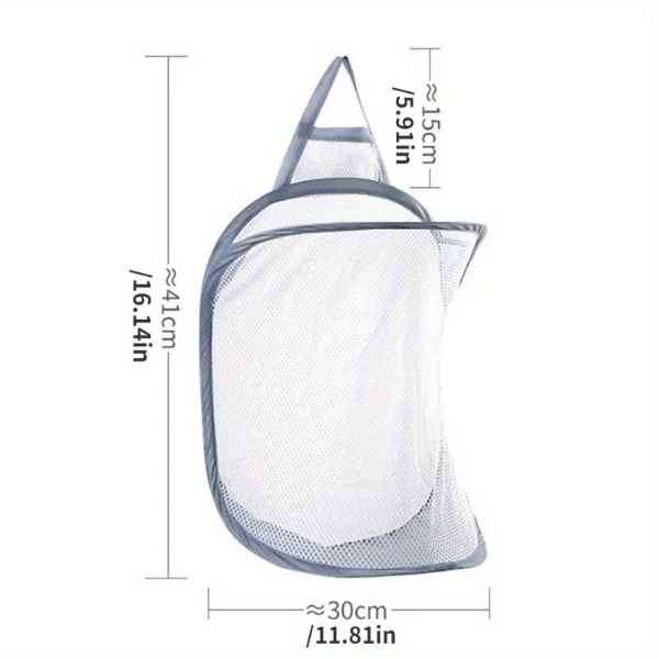 Mesh Stretch Pop Up Laundry Basket with Bathroom Tile Hook