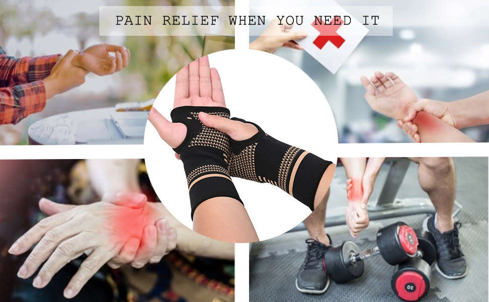 Copper Compression & Support Wrist Sleeves for Carpal Tunnel , Arthritis , Tendonitis & Sprains