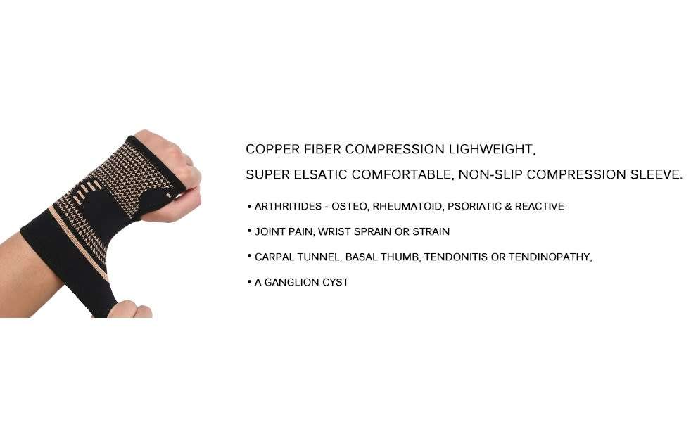 Copper Compression & Support Wrist Sleeves for Carpal Tunnel , Arthritis , Tendonitis & Sprains