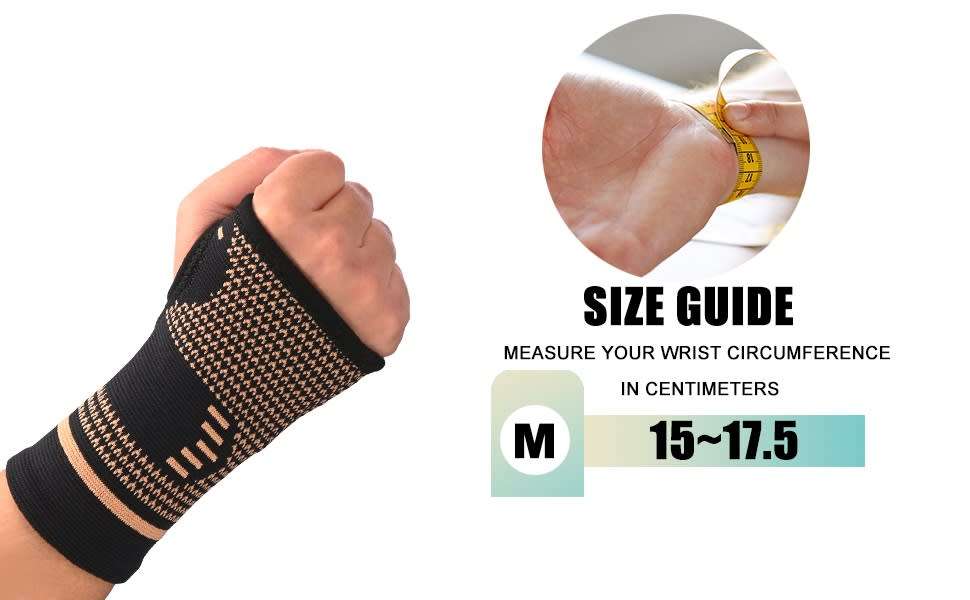 Copper Compression & Support Wrist Sleeves for Carpal Tunnel , Arthritis , Tendonitis & Sprains