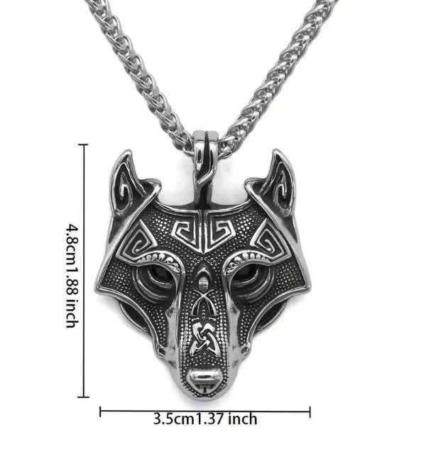 Mens Mythical Fenrir Viking Lone Wolf Stainless Steel Warrior Necklace