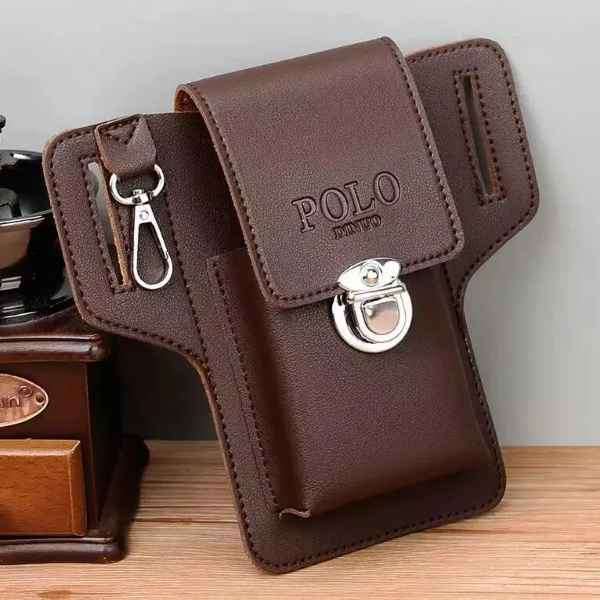 Quality  Cellphone , Bank Card , Cash  & Keys Leather Waist Wallet