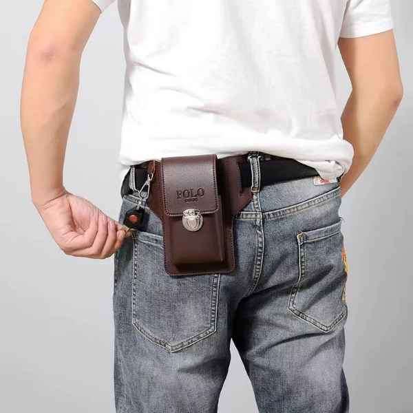 Quality  Cellphone , Bank Card , Cash  & Keys Leather Waist Wallet