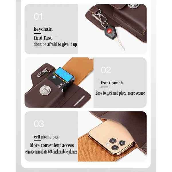 Quality  Cellphone , Bank Card , Cash  & Keys Leather Waist Wallet