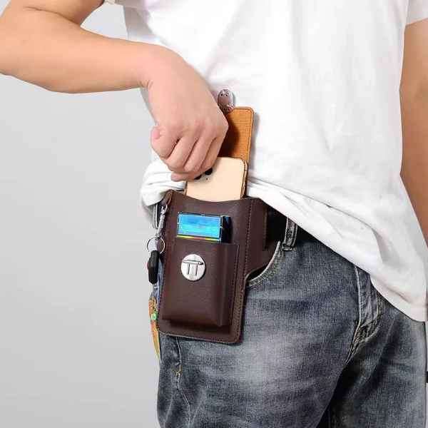 Quality  Cellphone , Bank Card , Cash  & Keys Leather Waist Wallet