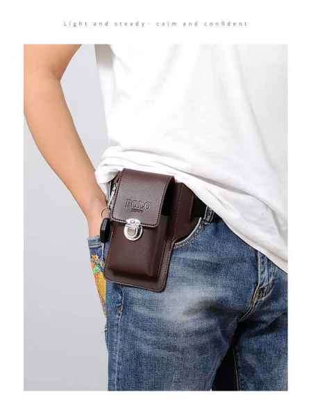 Quality  Cellphone , Bank Card , Cash  & Keys Leather Waist Wallet