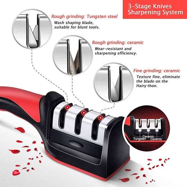 Brilliant & Effective Solid Handheld 3 Slot Knife Sharpener
