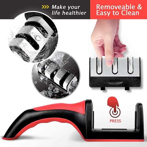 Brilliant & Effective Solid Handheld 3 Slot Knife Sharpener