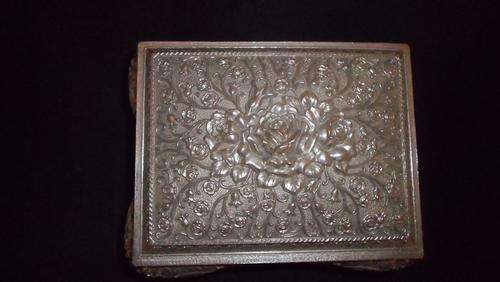 SILVER PLATED VINTAGE ORNATE TRINKET BOX ON LEGS