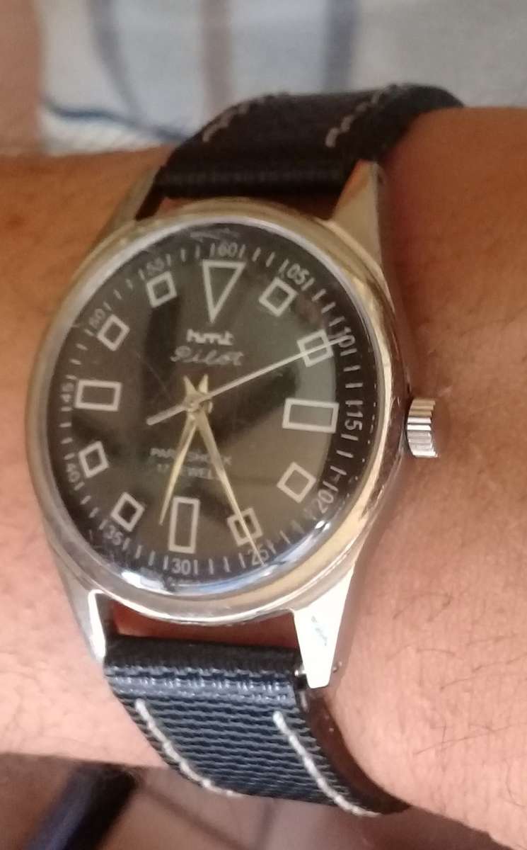 1980s HMT pilot watch mechanical 17 Jewel movement working