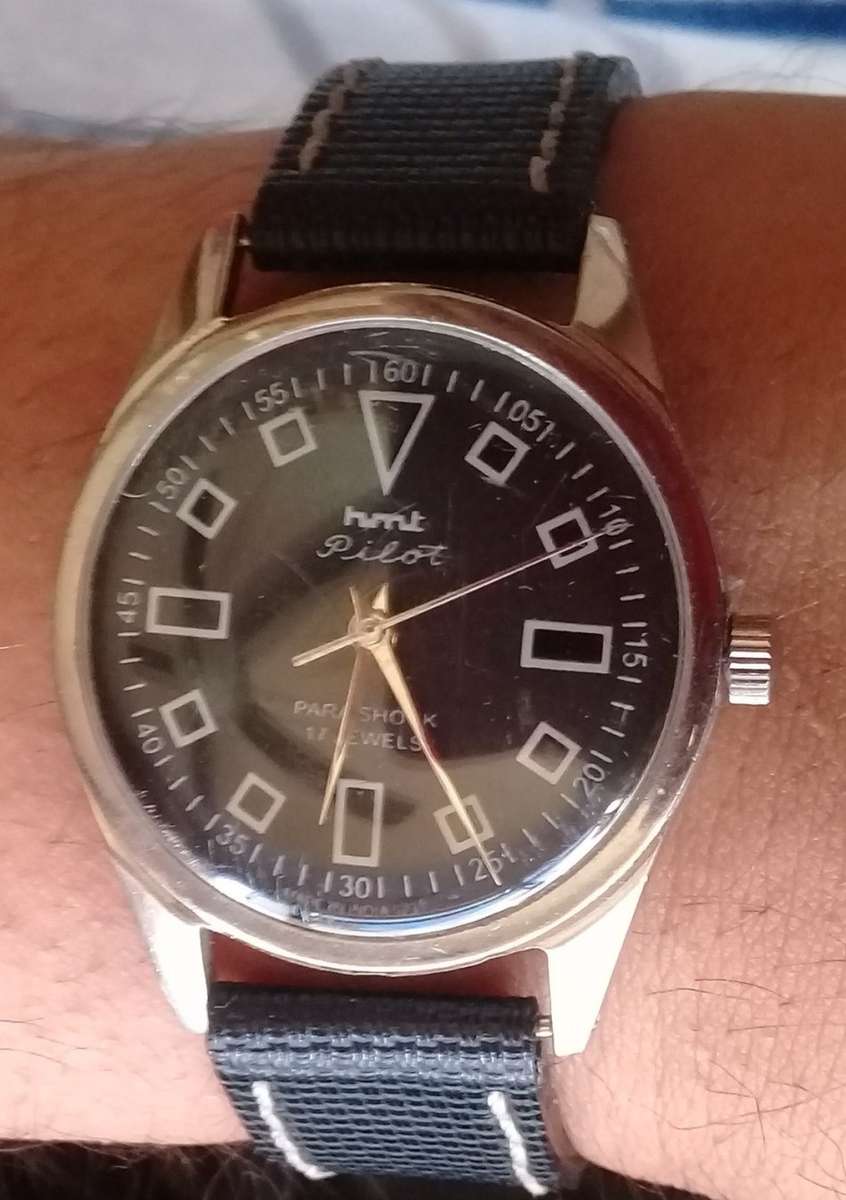 1980s HMT pilot watch mechanical 17 Jewel movement working