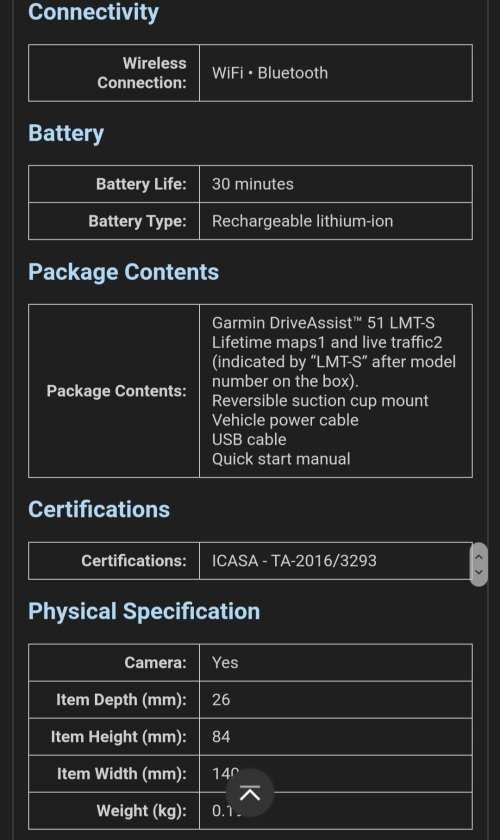 Garmin DriveAssist 51 LMT-S GPS Navigator with Dash Cam (Southern Africa)(Black)