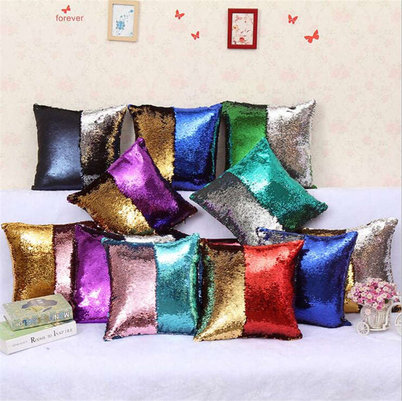 Color Changing Pillow Mermaid Magical Reversible Colour Sequin Glam Pillowcase Cushion Cover