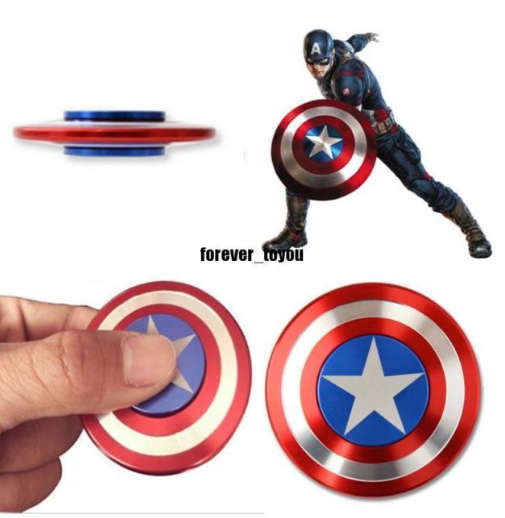 Captain America Marvel Shield Fidget Spinner EDC Metal Aluminium Hand Finger Spinner