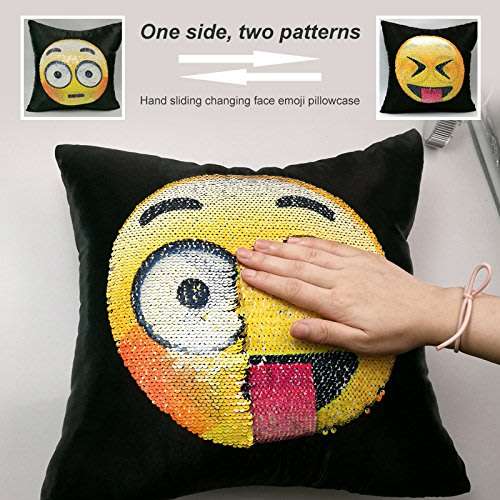 Emoji Pillow Changing Face Mermaid Magical Reversible Emoticon Sequin Pillowcase Cushion Cover