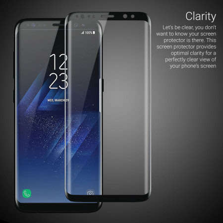 4D Samsung S8 Full Cover 3D Curved Edge to Edge Tempered Glass Screen Protector (Clear & Black)