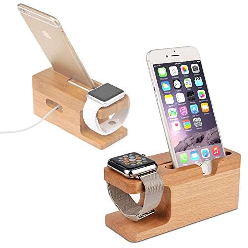 Apple Watch Stand iWatch Bamboo Wood Charging Dock Charge Station Holder iPhone & iWatch 42mm 38mm