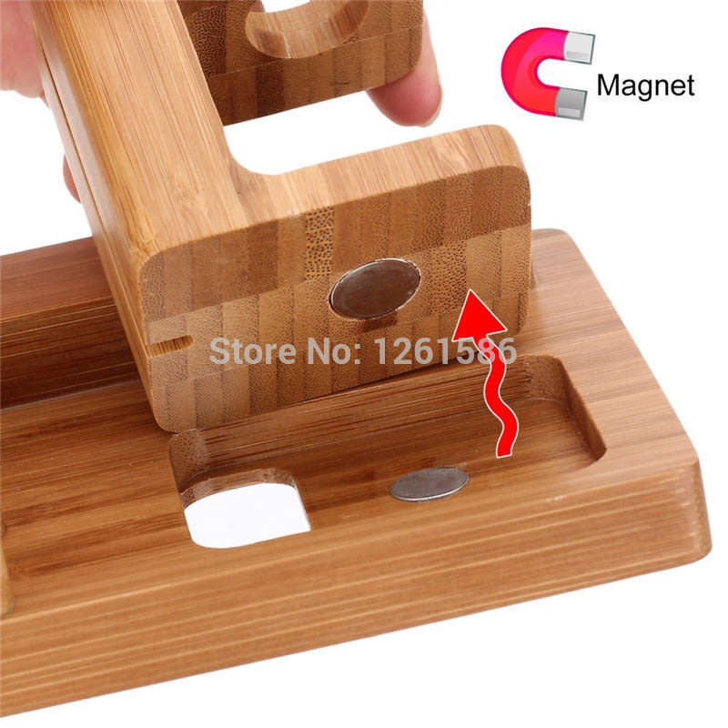 Apple Watch iPad iPhone Bamboo Wood iWatch Charging Stand Cradle Real Wood Dock Station Holder