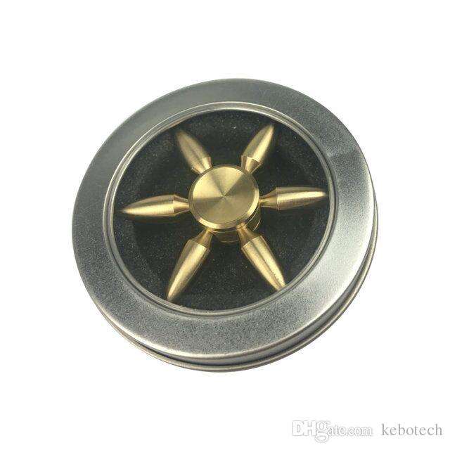 Fidget Spinner Brass Metal Bullet 6 Sided Arm Leaf Point Gold Silver Hand Finger Spinner - 3 Minutes