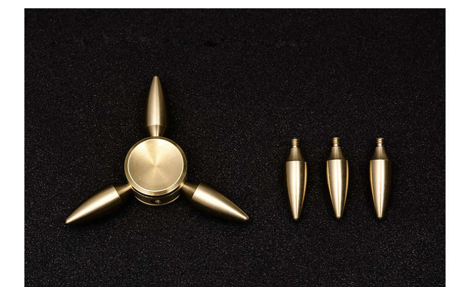 Fidget Spinner Brass Metal Bullet 6 Sided Arm Leaf Point Gold Silver Hand Finger Spinner - 3 Minutes