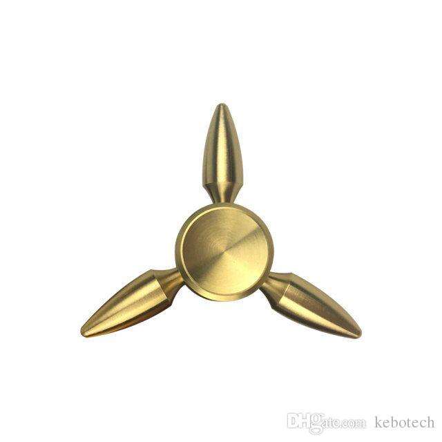 Fidget Spinner Brass Metal Bullet 6 Sided Arm Leaf Point Gold Silver Hand Finger Spinner - 3 Minutes