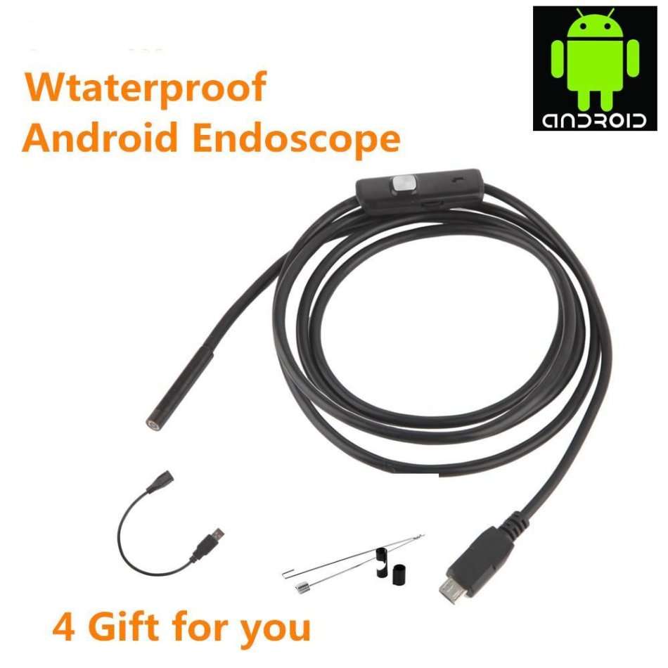 Endoscope Borescope Inspection Camera Micro USB Android and PC HD 6 LED 7mm Lens Waterproof 2m