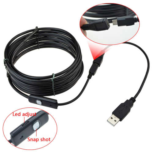 Endoscope Borescope Inspection Camera Micro USB Android and PC HD 6 LED 7mm Lens Waterproof 2m