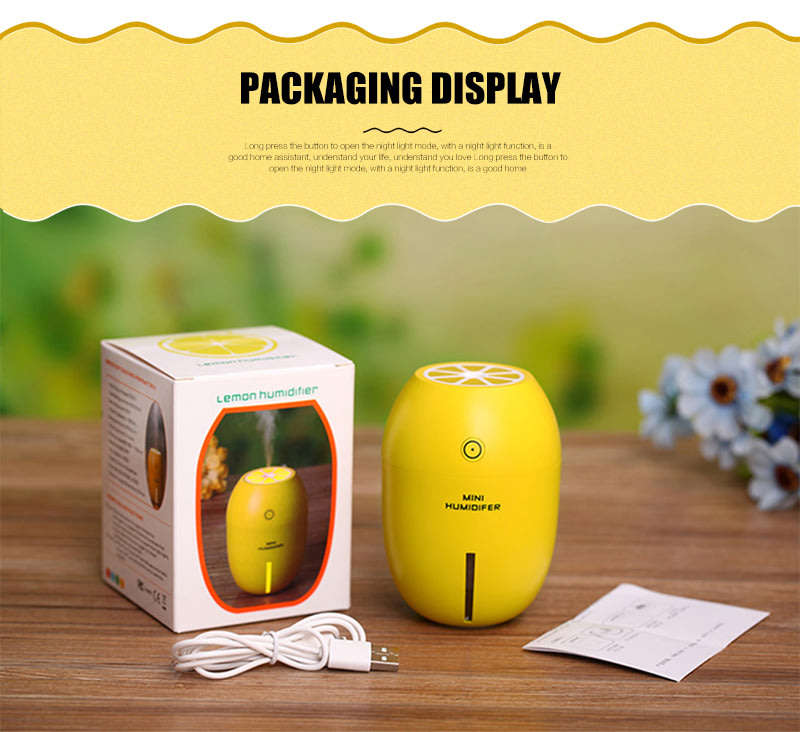 USB Portable Household Car Home Yellow Lemon Lamp Humidifier Aromatherapy Steam Diffuser Mist