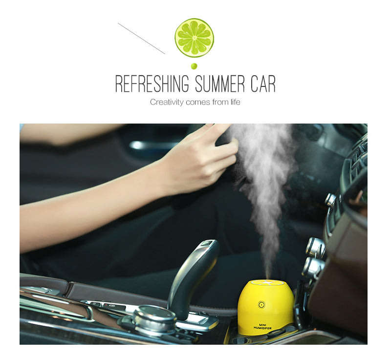USB Portable Household Car Home Yellow Lemon Lamp Humidifier Aromatherapy Steam Diffuser Mist