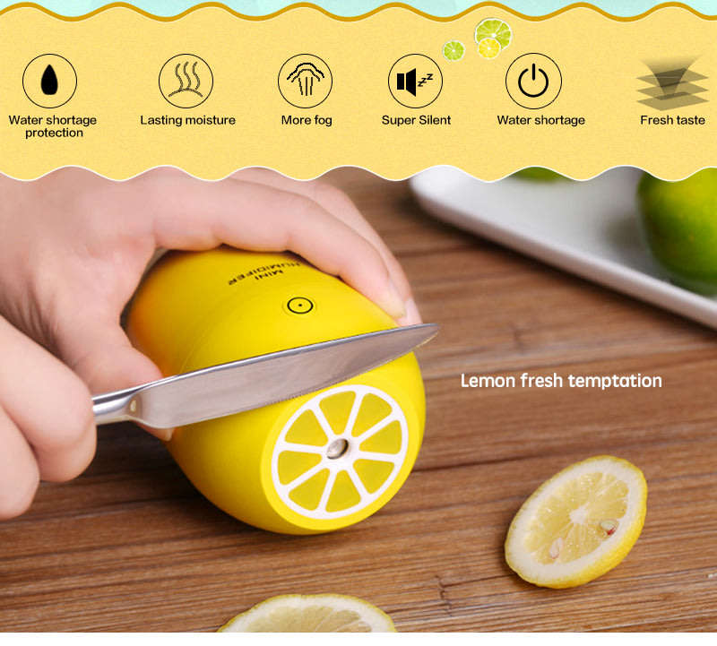 USB Portable Household Car Home Yellow Lemon Lamp Humidifier Aromatherapy Steam Diffuser Mist