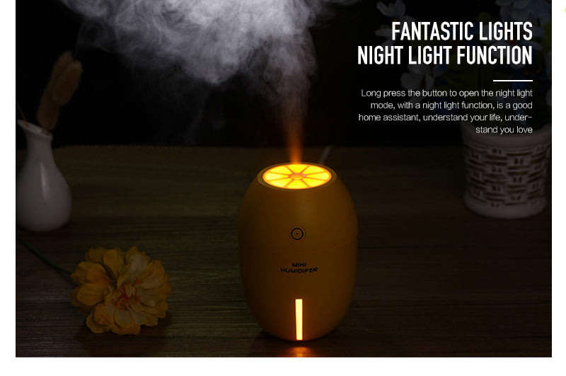 USB Portable Household Car Home Yellow Lemon Lamp Humidifier Aromatherapy Steam Diffuser Mist