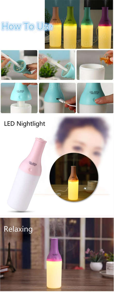 USB Portable Household Car Home Mini Bottle Lamp Humidifier Aromatherapy Steam Diffuser Mist