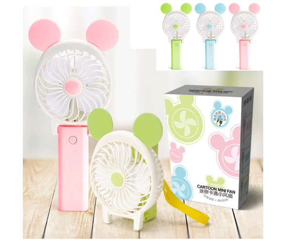 Cartoon Mini Fan USB Portable Rechargeable Fan USB Charging Cute Design Folding Standing Fan - Kitty