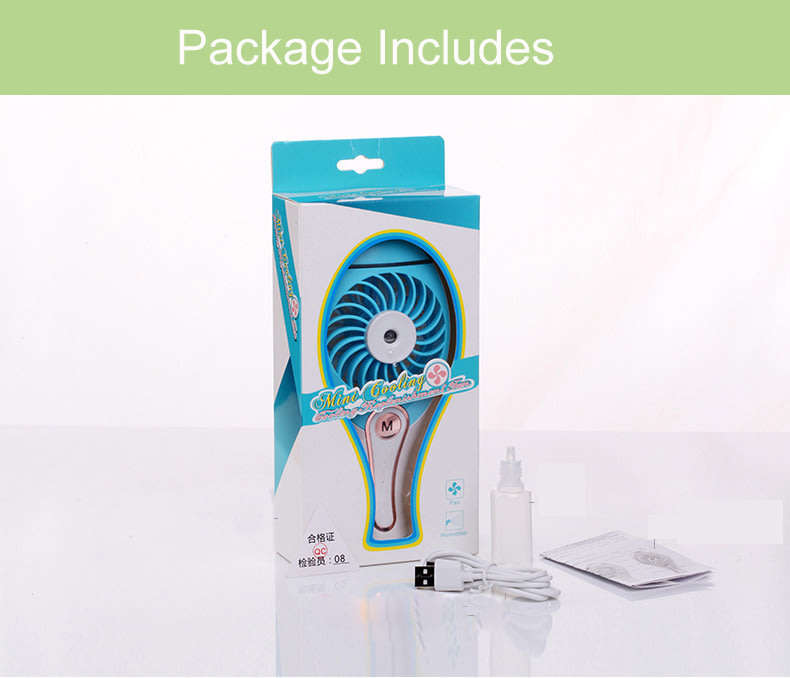 Portable Humidifier Cooling Fan Handheld USB Rechargeable Misting Spray Diffuser Air Conditioning