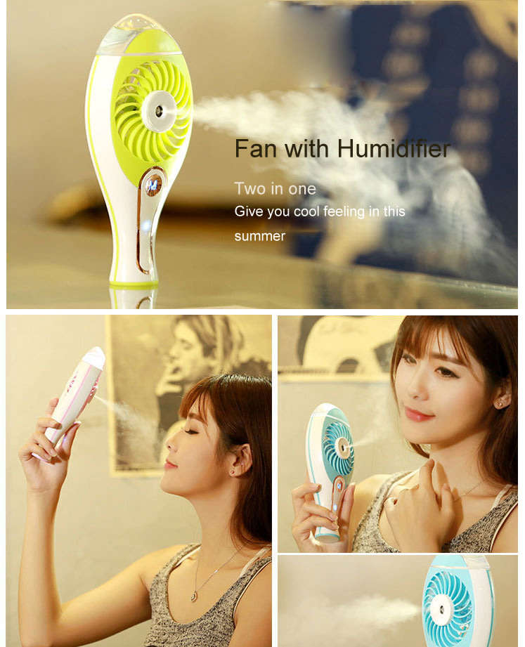 Portable Humidifier Cooling Fan Handheld USB Rechargeable Misting Spray Diffuser Air Conditioning
