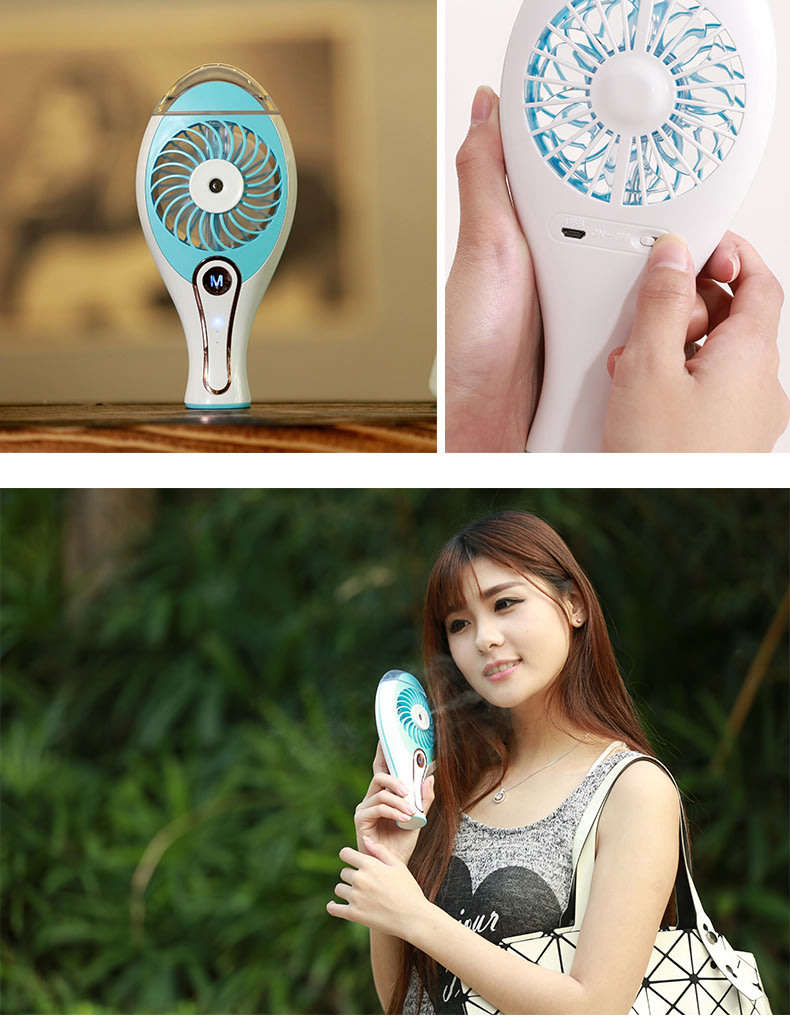 Portable Humidifier Cooling Fan Handheld USB Rechargeable Misting Spray Diffuser Air Conditioning