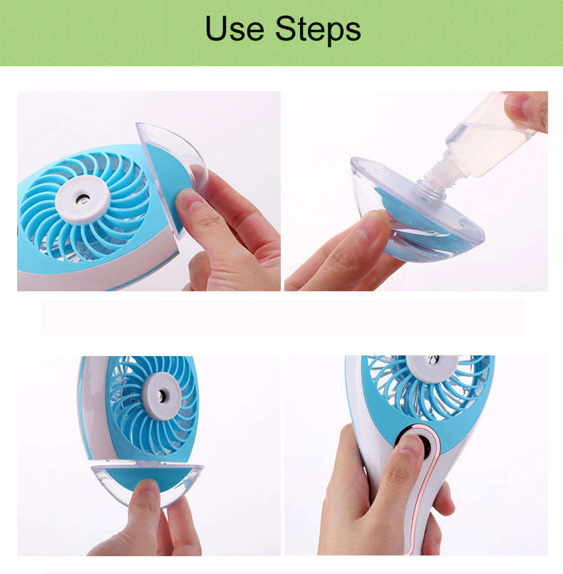 Portable Humidifier Cooling Fan Handheld USB Rechargeable Misting Spray Diffuser Air Conditioning