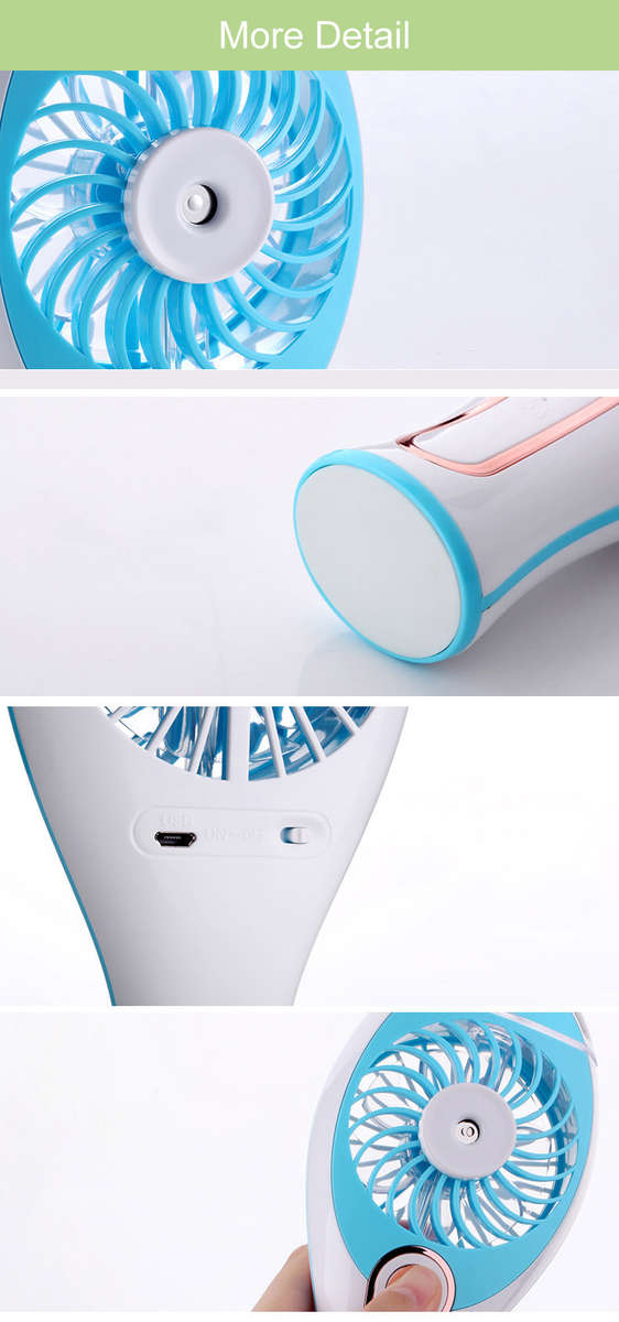 Portable Humidifier Cooling Fan Handheld USB Rechargeable Misting Spray Diffuser Air Conditioning